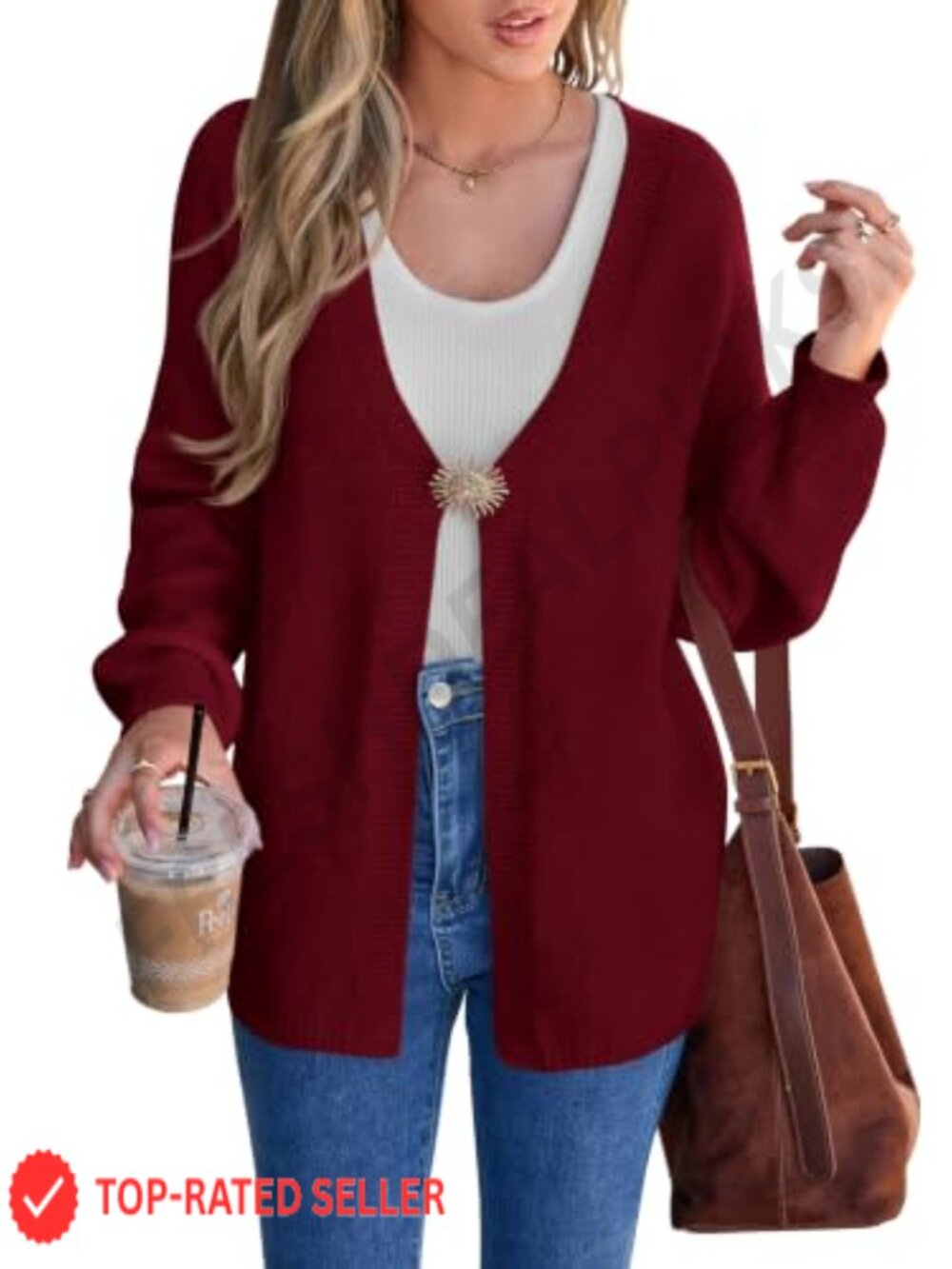 Fuzzy Mohair Knit Open Front Cardigan Oversized V Neck Sweater